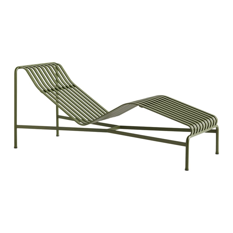 Outdoor - Sun Loungers & Hammocks - Palissade Fixed deckchair metal green / R & E Bouroullec - Steel - Hay - Sun lounger / Olive Green - Powder-coated steel