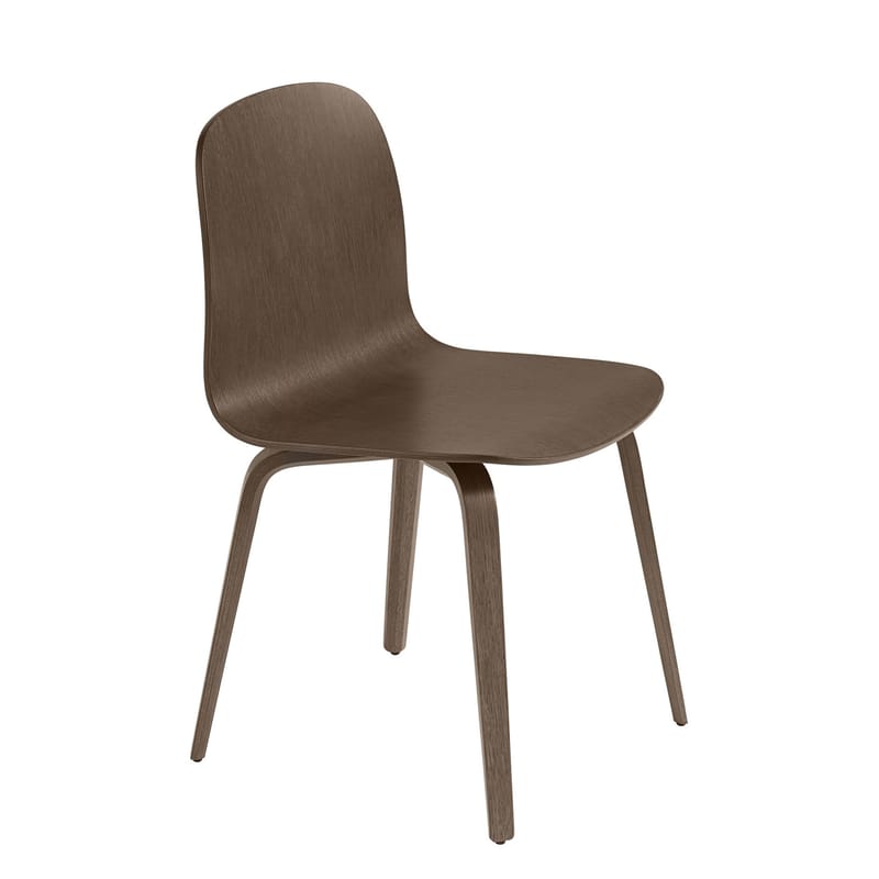 Furniture - Chairs - Visu Chair natural wood / Wooden legs - Muuto - Dark wood - Tinted oak plywood