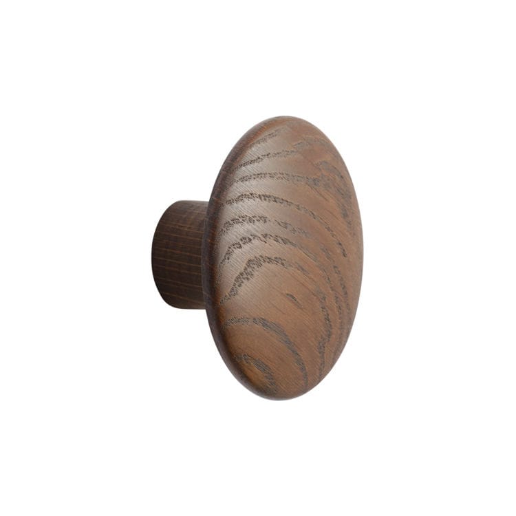 Furniture - Coat Racks & Pegs - The Dots Wood Hook wood brown / Small - Ø 9 cm - Muuto - Dark brown - Tinted ashwood