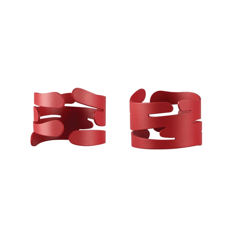 Tableware - Kitchen accessories - Barkring Napkin ring metal red / Set of 2 - Steel - Alessi - Red - Steel