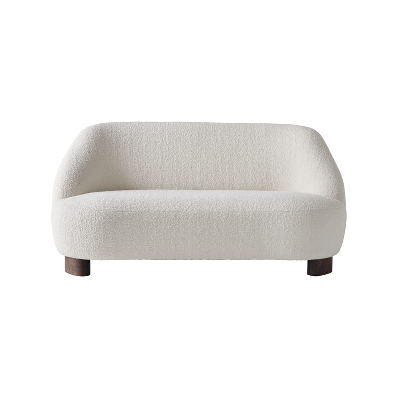 Furniture - Sofas - Margas LC3 Straight sofa textile beige / Bouclé fabric - L 160 cm - &tradition - Beige (bouclé fabric) / Walnut - HR foam, Polyester wadding, Terrycloth, Walnut, Wood