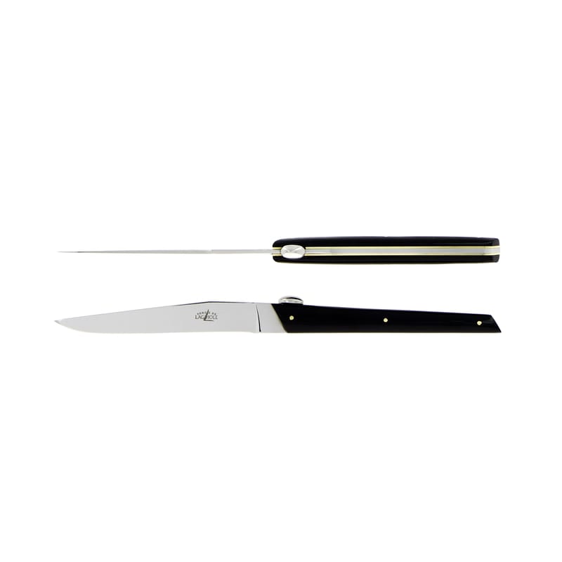 Tableware - Cutlery - JY \'S Table knife plastic material black / Gift box, 2 pieces - Forge de Laguiole - Black - Acrylic, Brass, Stainless steel