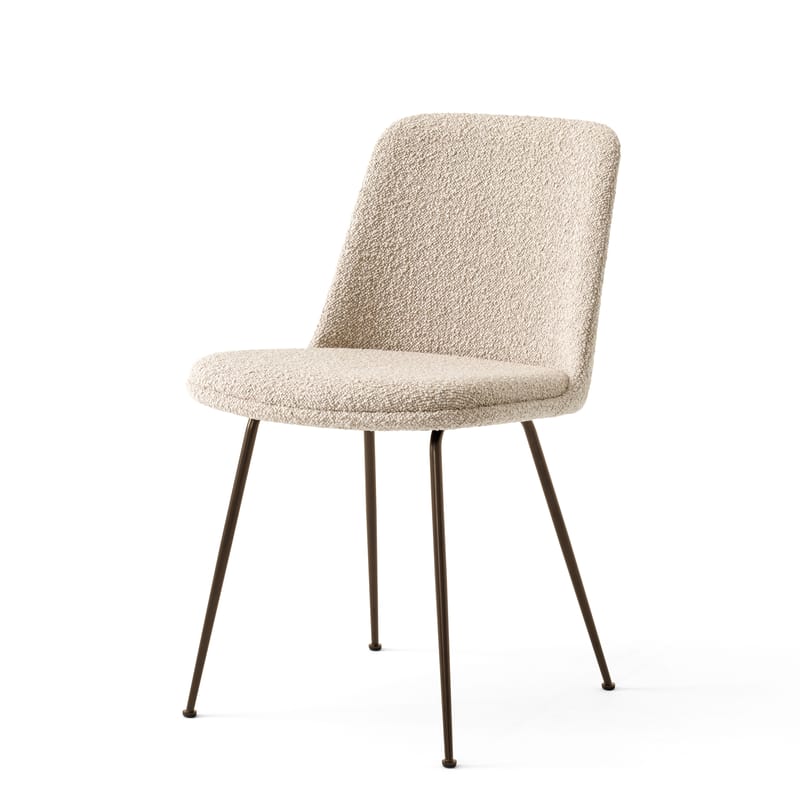 Furniture - Chairs - Rely HW9 Padded chair textile beige / Looped wool - &tradition - Beige looped wool / Bronze legs - Curly wool, Fibreglass, HR foam, Recycled polypropylene, Steel