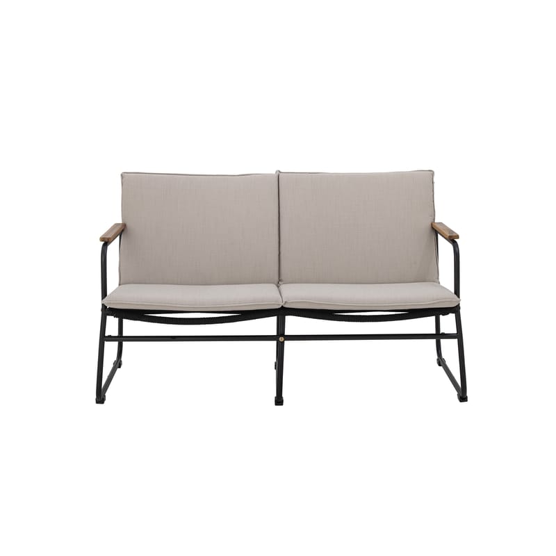 Furniture - Sofas - Hampton Straight sofa textile beige / L 127 cm - Cord, metal & fabric - Bloomingville - Beige & black - Acacia wood, Fabric, Polyester rope, Steel