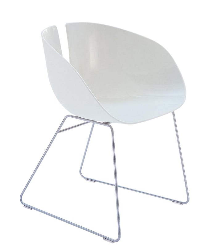 Furniture - Chairs - Fjord H Armchair plastic material white - Moroso - Blanc / Acier - Composite plastic, Satin stainless steel