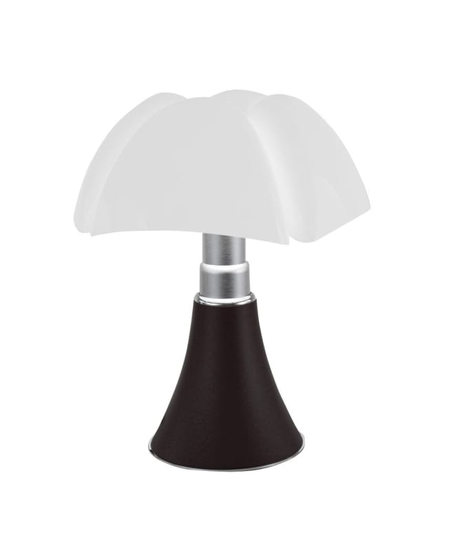 Icons - Iconic lighting - Minipipistrello LED Wireless rechargeable lamp metal plastic material brown / H 35 cm - Rechargeable by USB - Martinelli Luce - Dark brown / White lampshade - Galvanized steel, Lacquered aluminium, Opal methacrylate