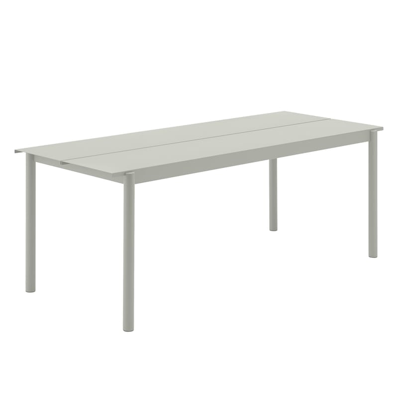 Outdoor - Garden Tables - Linear Rectangular table metal grey / Steel - 200 x 75 cm - Muuto - Light grey - Powder-coated steel