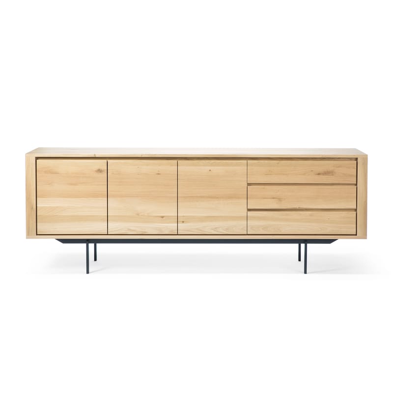 Furniture - Dressers & Storage Units - Shadow Dresser natural wood / Solid oak L 224 cm / 3 doors & 3 drawers - Ethnicraft - Oak / Black legs - Solid oak, Varnished metal