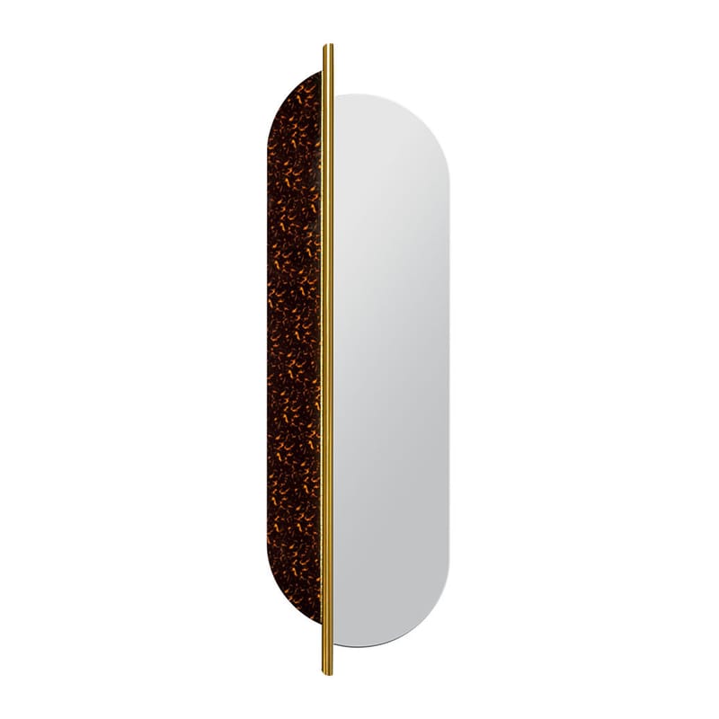 Décoration - Miroirs - Miroir mural Totem métal marron or / Pivotant & bicolore - H 160 cm - RED Edition - Ecailles marron / Laiton - Laiton, Verre fumé