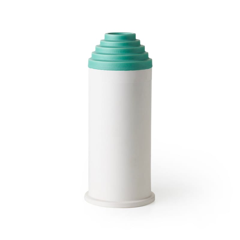 Decoration - Vases - Projet Memphis - Stepped Vase ceramic green white / By Ettore Sottsass - Bitossi Home - Green & white - Ceramic