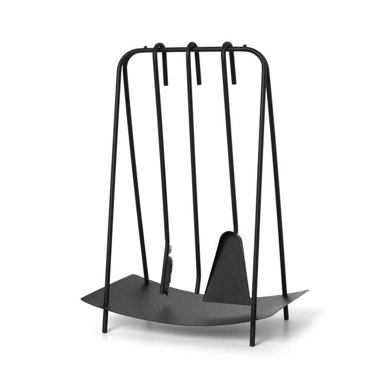 Furniture - Miscellaneous furniture - Port fireplace set metal black / 3 tools with stand - Ferm Living - Black - Stainless steel