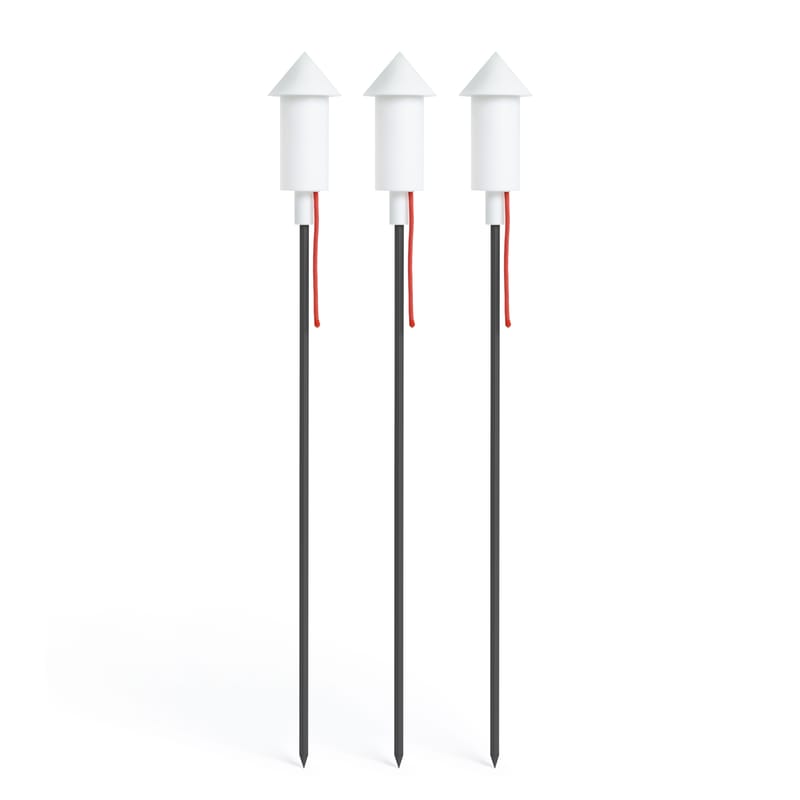 Lighting - Outdoor Lighting - Prêt a Racket Outdoor solar lamp plastic material white / Set of 3 LED planter lights in the shape of a rocket - Fatboy - White - Aluminium, Polypropylene