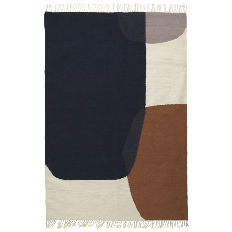 Décoration - Tapis - Tapis Kelim Merge  bleu marron / XL - 160 x 250 cm - Ferm Living - 160 x 250 cm / Bleu & marron - Coton, Laine
