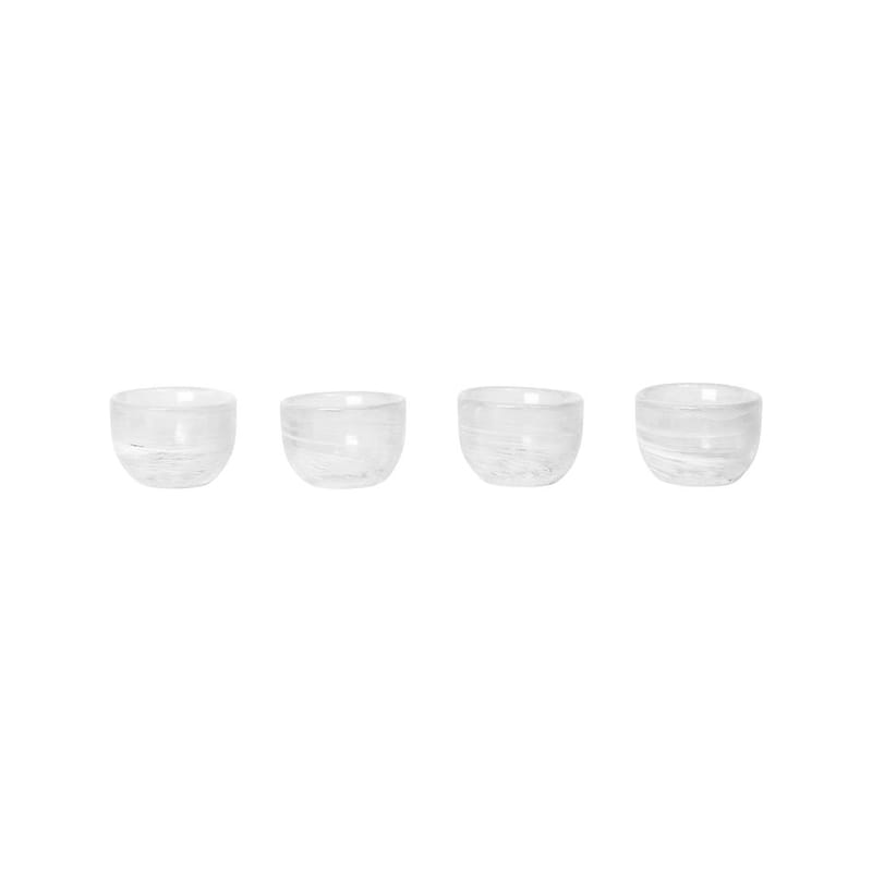 Tableware - Kitchen accessories - Tinta Eggcup glass white / Set of 4 - Glass - Ferm Living - White - Pressed glass