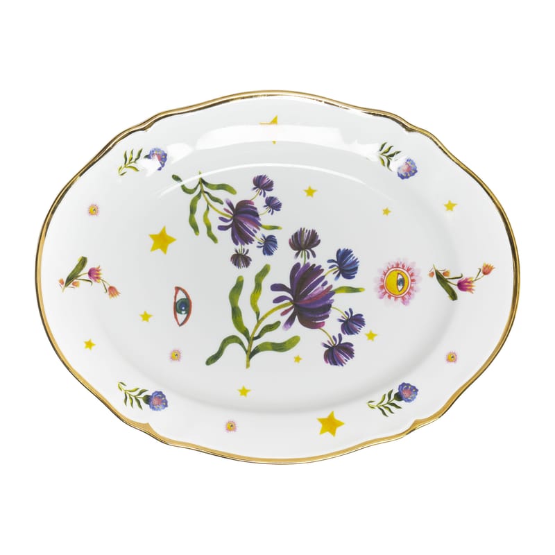Tavola - Vassoi e piatti da portata - Piatto di portata Fabula ceramica multicolore / 34 x 29 cm - Bitossi Home - Multicolore - Porcellana