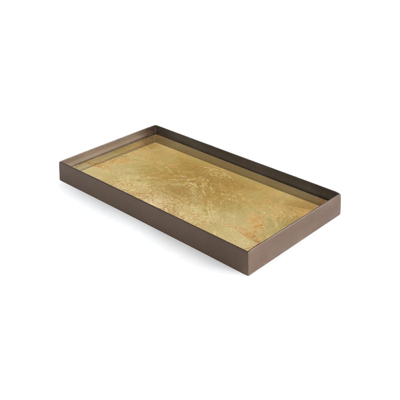 Tableware - Trays and serving dishes - Gold leaf Tray glass gold / Trinket tray - 31 x 17 cm - Metal & glass - Ethnicraft - 31 x 17 cm / Gold leaf - Glass, Gold leaf, Metal
