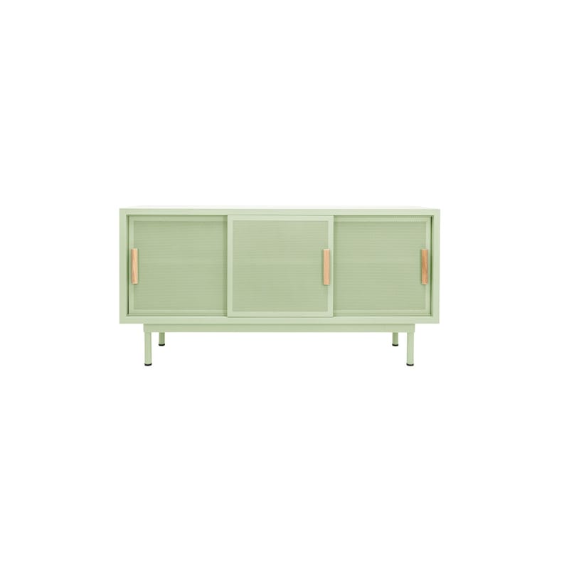 Furniture - Dressers & Storage Units - 3 portes Dresser metal green / L 150 x H 75 cm - Perforated steel & oak - Tolix - Aniseed Green (matt) - Oak, Steel