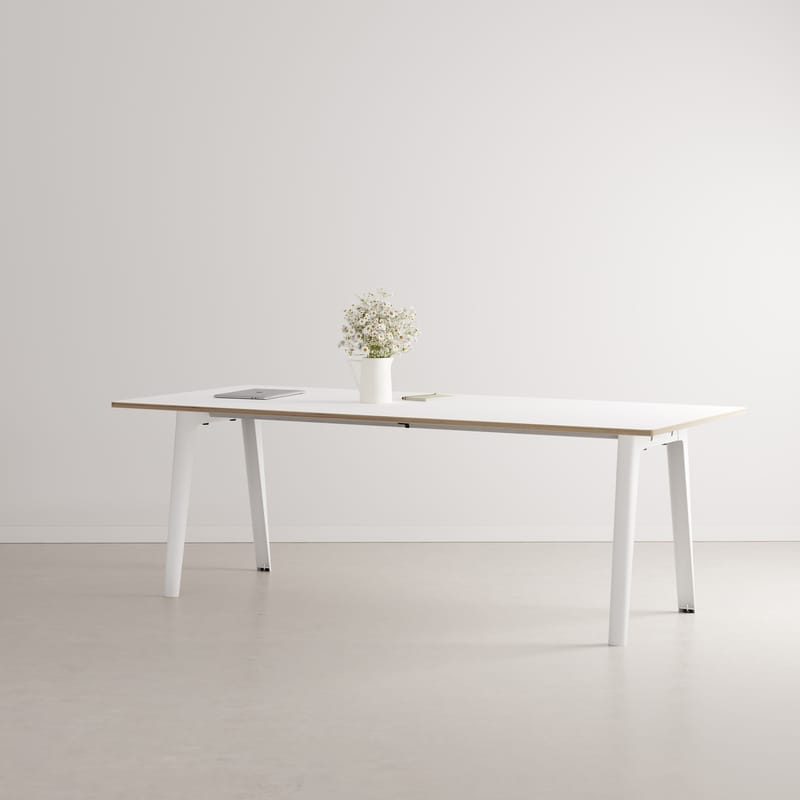 Mobilier - Tables - Table rectangulaire New Modern  / 220 x 95 cm - Stratifié / 10 à 12 personnes - TIPTOE - Blanc Nuage / Plateau blanc - Acier thermolaqué, Stratifié