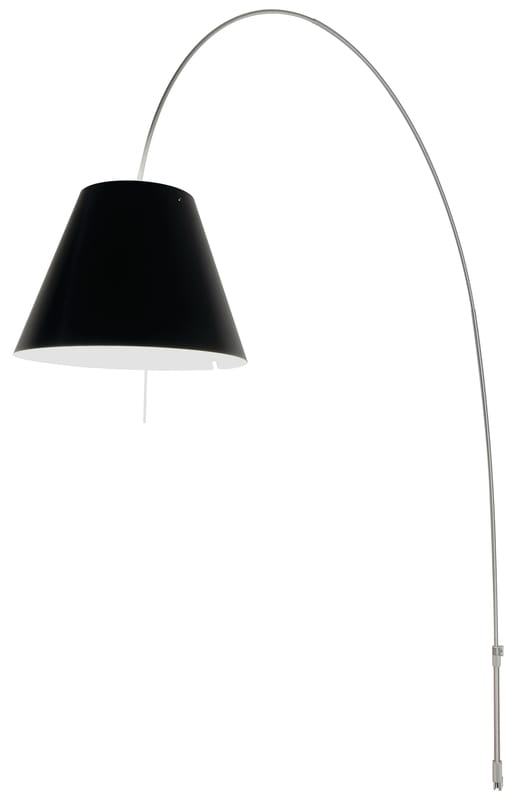 Luminaire - Lampadaires - Applique avec prise Lady Costanza plastique noir / Fixation murale - Luceplan - Abat-jour noir / Aluminium - Aluminium, Polycarbonate