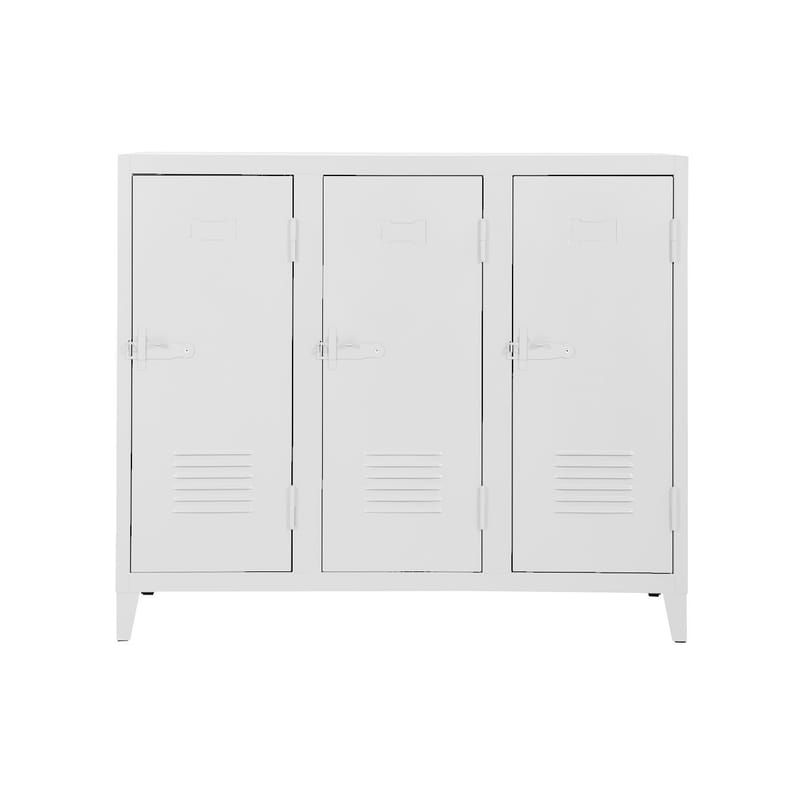 Mobilier - Meubles de rangement - Buffet Vestiaire B3 bas métal blanc / 3 portes - L 120 x H 102 cm - Tolix - Blanc (mat fine texture) - Acier laqué