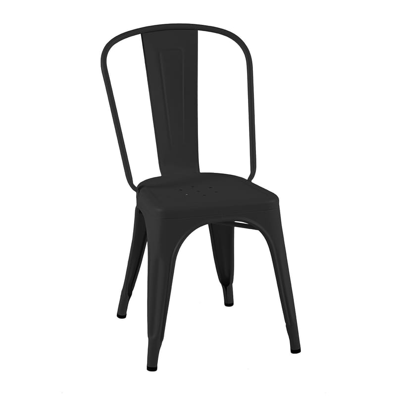 Furniture - Chairs - A Indoor Stacking chair metal black / Steel Colour - For indoors - Tolix - Black (matt) - Lacquered steel