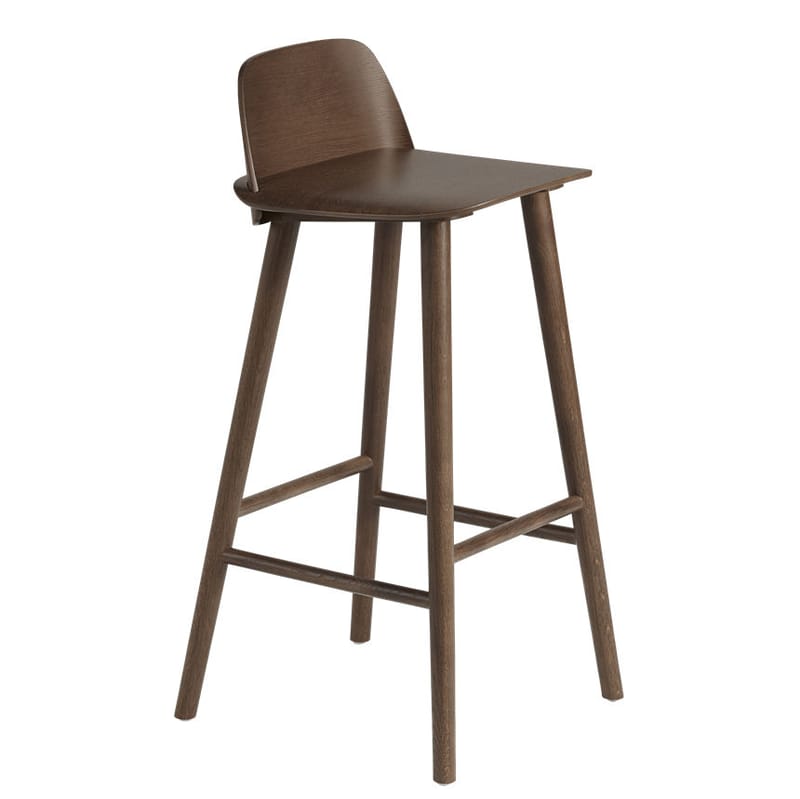 Furniture - Bar Stools - Nerd Bar chair natural wood / H 75 cm - Wood - Muuto - Dark wood - Tinted oak plywood, Tinted oak wood