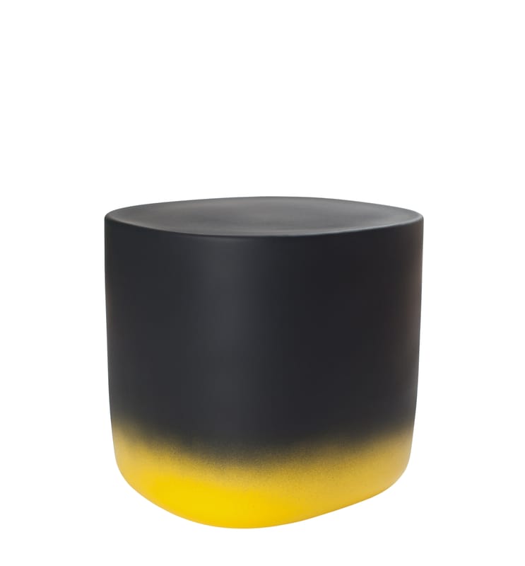 Möbel - Couchtische - Beistelltisch Touch Medium keramik gelb schwarz / L 37 cm x H 34 cm - Keramik - Moustache - Gelb & schwarz - emaillierte Keramik