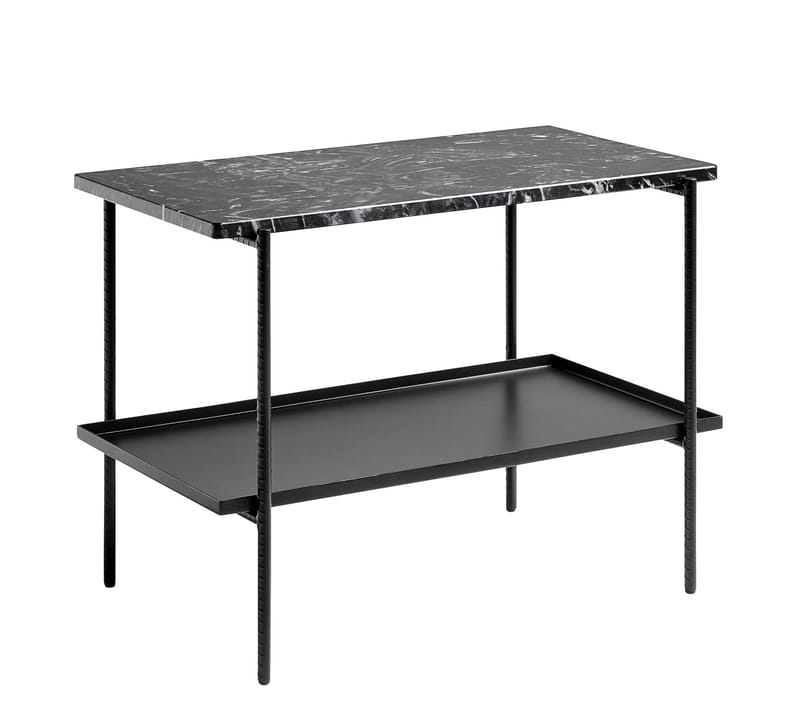 Möbel - Konsole - Couchtisch Rebar metall stein schwarz / Marmor & Stahl - Hay - Schwarz / Ablageplatten schwarz - lackierter Stahl, Marmor