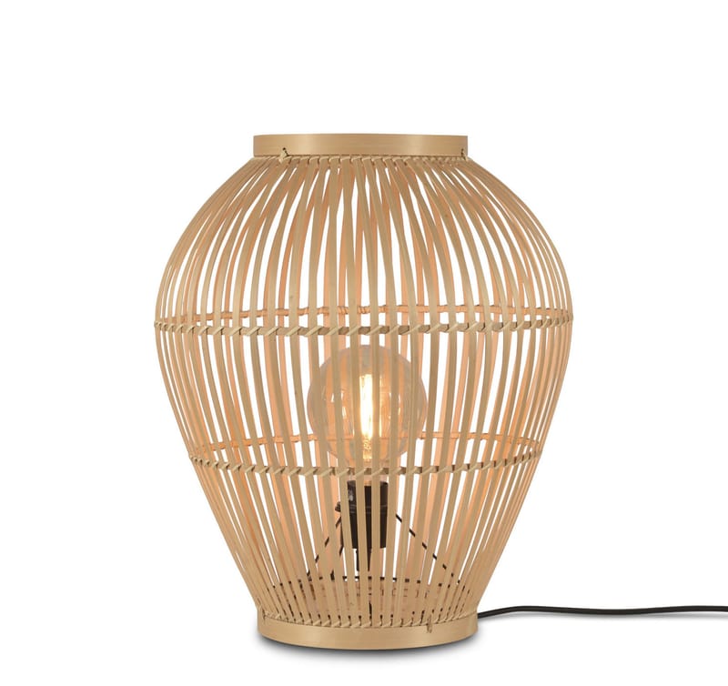 Lighting - Table Lamps - Tuvalu Small Lamp cane & fibres beige natural wood / Bamboo - H 50 cm - GOOD&MOJO - H 50 cm / Natural - Bamboo