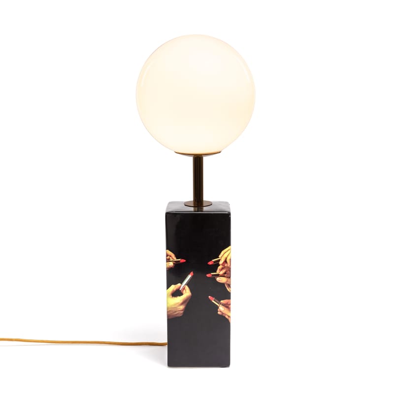 Lighting - Table Lamps - Toiletpaper - Black Lipsticks Table lamp glass ceramic white black / China & glass - H 70 cm - Seletti - Black Lipsticks - China, Glass, Metal