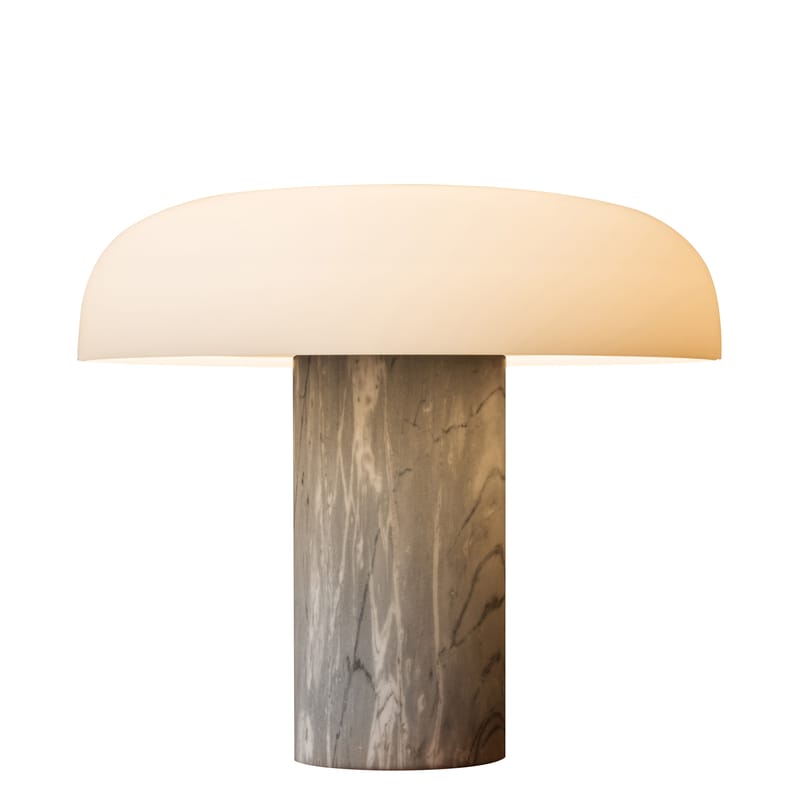 Lighting - Table Lamps - Tropico Grande LED Table lamp glass stone white grey / LED - H 40 cm / Glass & marble - Fontana Arte - Grey marble - Blown glass, Galvanized metal, Marble