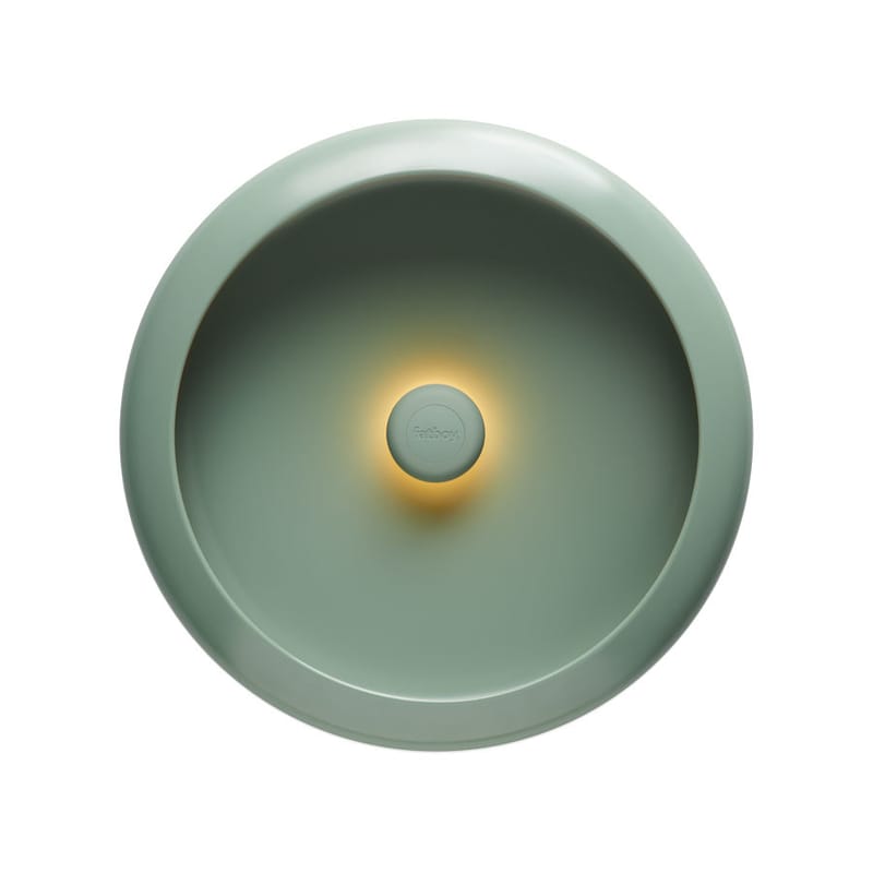 Lighting - Wall Lights - Oloha Large Wireless rechargeable outdoor lamp metal green green metal / Wall light - Ø 37.5 cm - Fatboy - Sage green - ABS, Silicone, Thermolacquered aluminium
