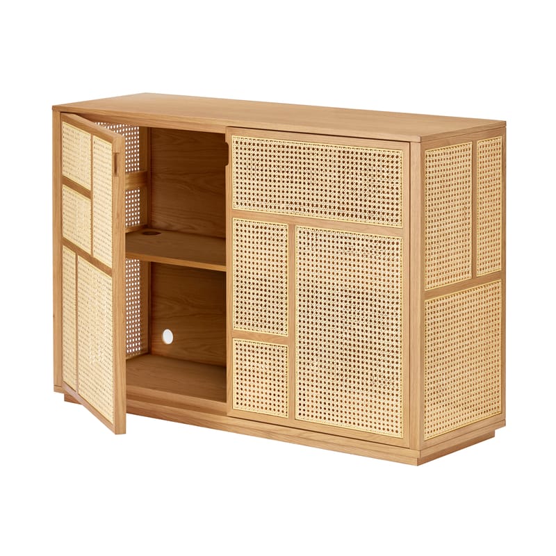 Furniture - Dressers & Storage Units - Air Dresser natural wood / TV unit - Rattan cane-work - L 120 x H 81 cm - Design House Stockholm - Oak / Natural rattan - MDF veneer oak, Rottan teak