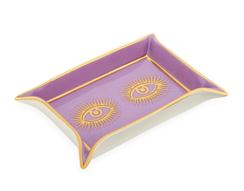 Décoration - Centres de table et vide-poches - Coupelle Eyes céramique violet / Vide-poches - 18 x 13 cm - Jonathan Adler - Eyes / Lavande & or - Porcelaine