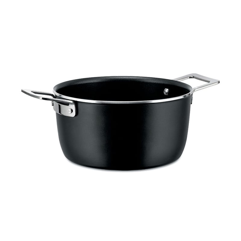 Tableware - Dishes and cooking - Pots&Pans Stew pot metal black / Ø 20 cm - All heat sources including induction - Alessi - Black - 100% recycled aluminium, Magnetic steel