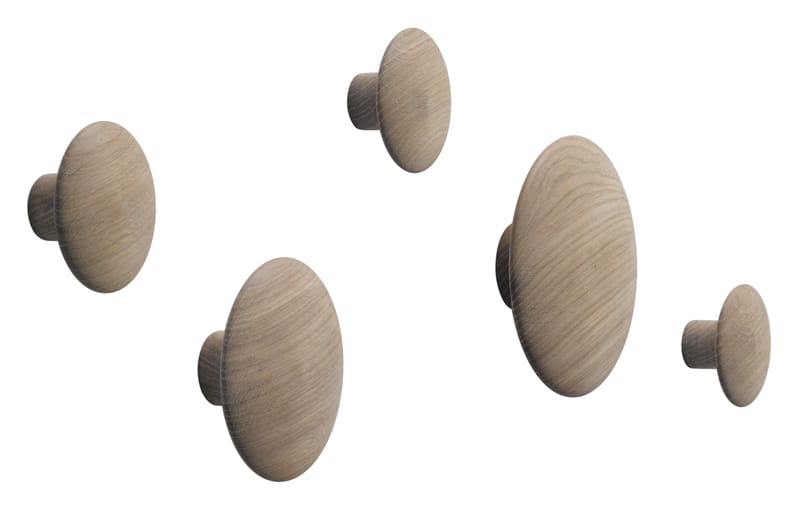 Arredamento - Appendiabiti  - Appendiabiti The Dots Wood legno naturale Lotto da 5 appendiabiti - Muuto - Rovere naturale - Rovere