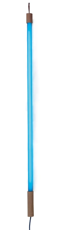 Luminaire - Lampadaires - Applique avec prise Linea Wood verre bleu LED / L 134 cm - Seletti - Bleu / Embouts bois - Bois naturel, Verre