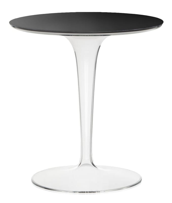 Möbel - Couchtische - Beistelltisch Tip Top Glass glas plastikmaterial schwarz / Tischplatte aus Glas - Kartell - Schwarz / Fuß transparent - Glas, PMMA