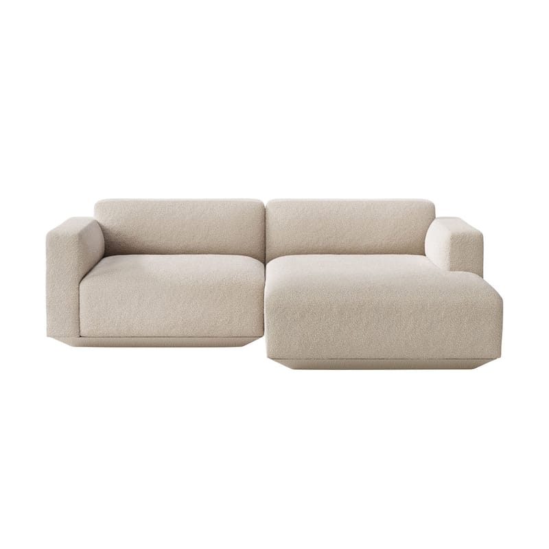 Furniture - Sofas - Develius B Corner sofa textile beige / 3 seats - L 220 cm / Right-hand chaise longue - &tradition - Beige (Karakorum 003 bouclé fabric) - Fabric, HR foam, Wood