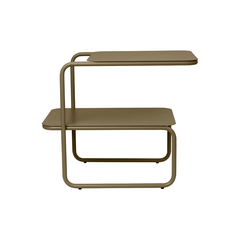 Furniture - Coffee Tables - Level End table metal green / 55 x 35 cm - Metal - Ferm Living - Olive green - Powder-coated steel