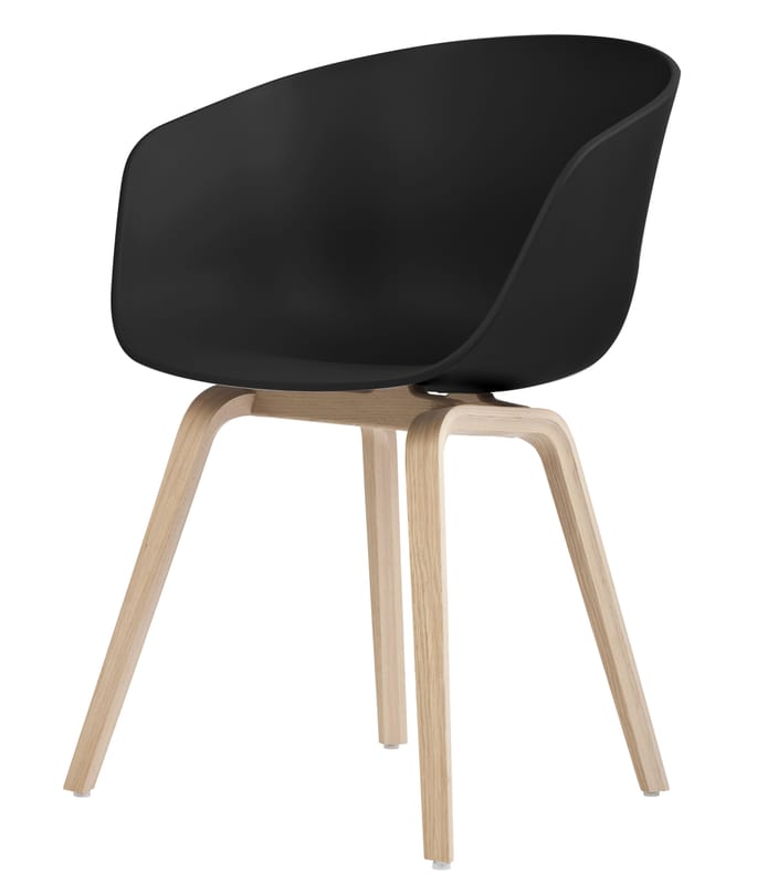 Möbel - Stühle  - About a chair AAC 22 Sessel / 4 Füße - Hay - Schwarz / Stuhlbeine holzfarben - Eiche, Polypropylen