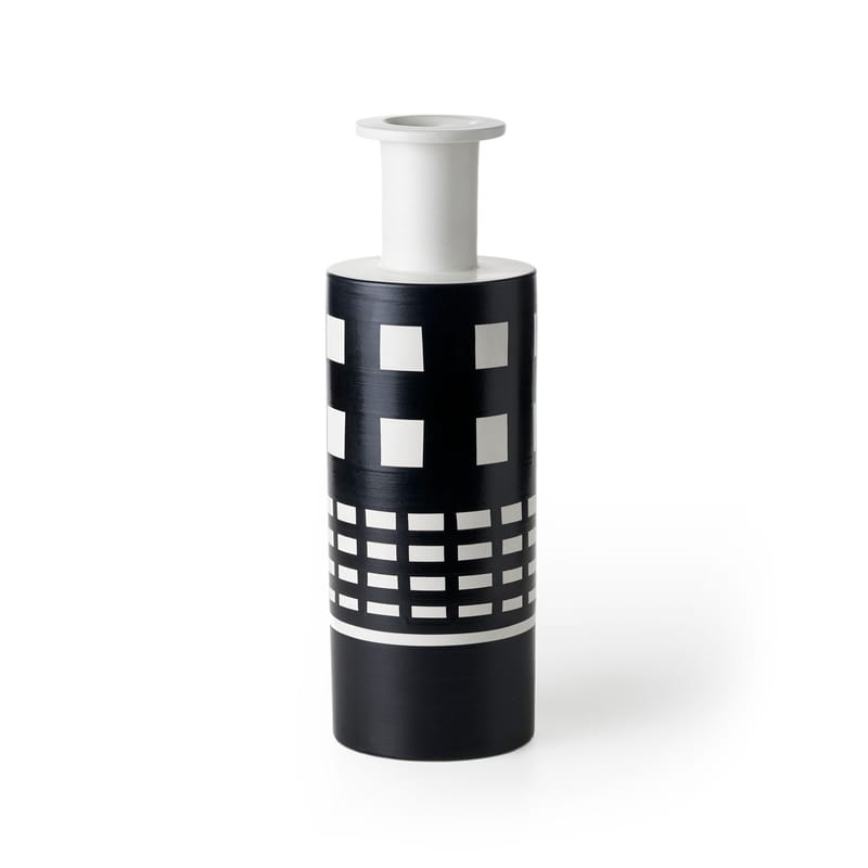 Decoration - Vases - Projet Memphis - Spool Rocchetto Vase ceramic white black / By Ettore Sottsass - Bitossi Home - Spool Rocchetto - Ceramic