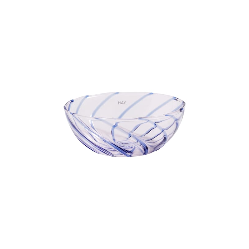 Tableware - Bowls - Spin Small dish glass white transparent / Set of 2 - Glass - Hay - Light blue / Blue stripes - Borosilicated glass