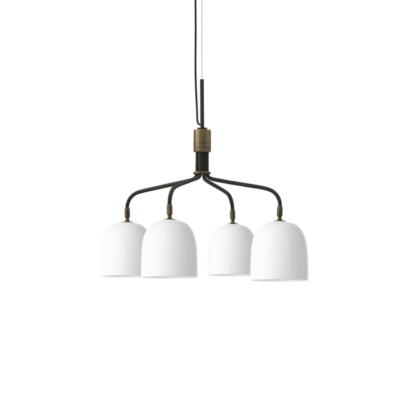 Luminaire - Suspensions - Suspension Howard céramique blanc / 4 bras - Ø 66 cm - Gubi - Blanc translucide - Métal, Porcelaine