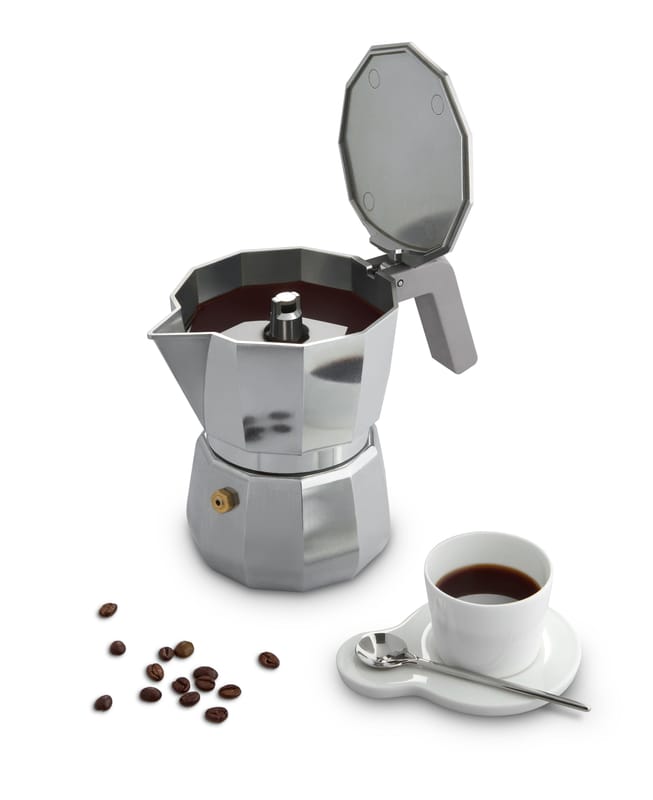 Caffettiera espresso italiano Moka di Alessi - grigio argento metallo