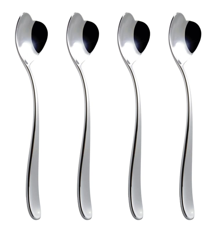 Tableware - Cutlery - Big Love Ice-cream spoon metal Set of 4 - Alessi - Shiny steel - Stainless steel 18/10
