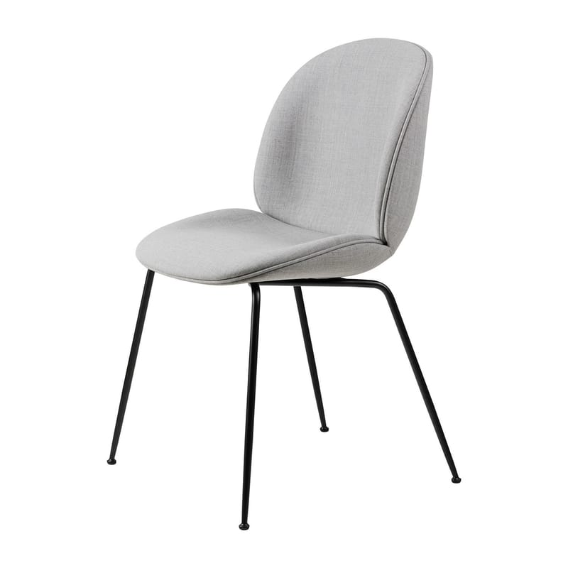 Furniture - Chairs - Beetle Padded chair textile grey / Integral padding - Gubi - Grey (Remix 123 fabric) / Black legs - Fabric, Foam, Plywood, Steel