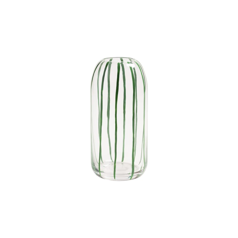Decoration - Vases - Sweep Vase glass transparent / Ø 9.5 x H 21 cm - Glass - & klevering - H 21 cm / Transparent & green - Glass