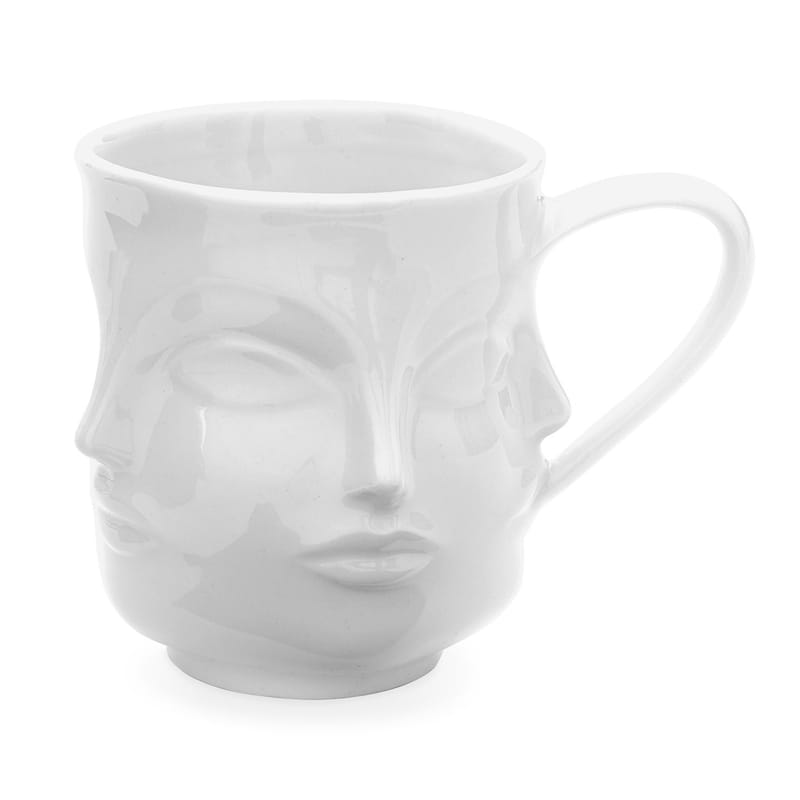 Tableware - Coffee Mugs & Tea Cups - Dora Maar Mug ceramic white / Faces in relief - Jonathan Adler - White - China