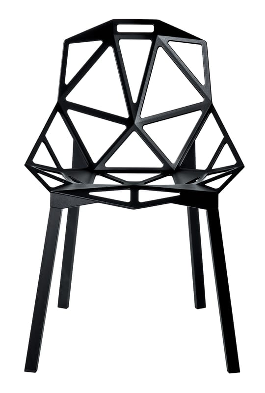 Mobilier - Chaises, fauteuils de salle à manger - Chaise empilable Chair one / Konstantin Grcic, 2003 - Magis - Noir / Pieds noirs - Aluminium verni, Fonte d\'aluminium verni